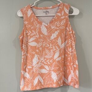 Coral Bay Women's Peach Leaf Pattern Tank Top size PM 100% cotton
